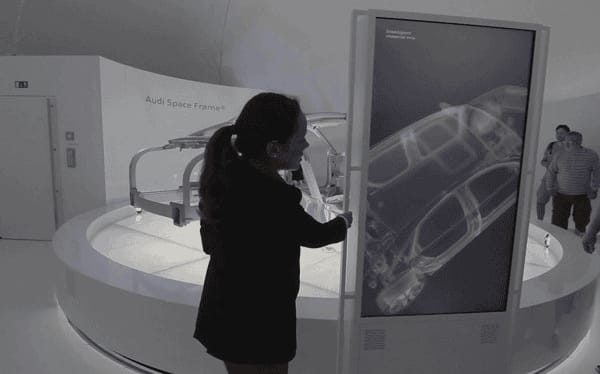 汽車配件展廳機(jī)械展示新利器—透視滑軌屏